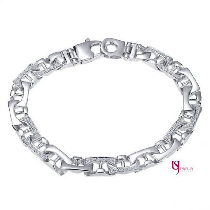 0.65 Men's Gucci Link Bracelet Solid White Gold - usjewelryfactory.com