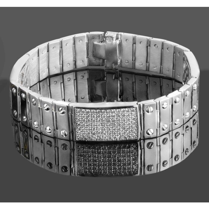 925 Sterling Silver White Gold Plated Tennis Bracelet With 4.0mm Round  Cubic Zirconia For Women Men, 7.5