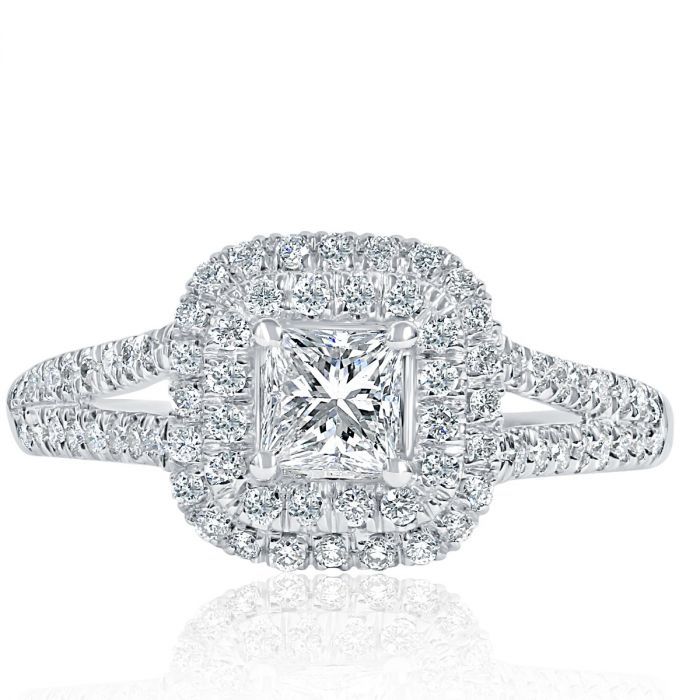 2.2 Ct Princess Cut Double Halo Pave Diamond Engagement Ring VS2 D Treated  | eBay