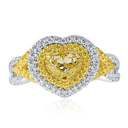 GIA 1.48 TCW  Natural Fancy Intense Yellow Heart Diamond Ring 18k Gold