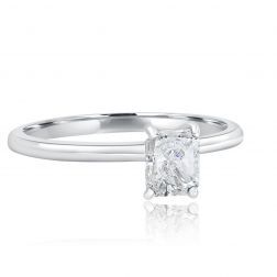 0.56 Ct Radiant Solitaire Diamond Engagement Ring 14k White Gold