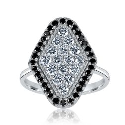1.17 TCW Mosaic Hexagon Shaped Diamond Engagement Ring 10k White Gold