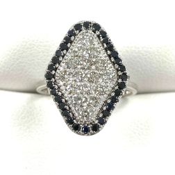 1.17 TCW Mosaic Hexagon Shaped Diamond Engagement Ring 10k White Gold