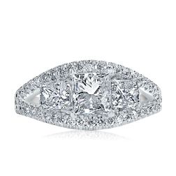3.06 CT Princess Diamond Engagement Ring 14k Gold Split Shank