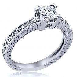 1.25 Carat Princess Cut Diamond Engagement Ring 14k White Gold  