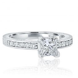 1.06 Ct Princess Solitaire Diamond Engagement Ring 14k White Gold