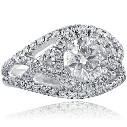2.16 Ct Round Diamond Engagement Vintage Ring 14k White Gold 
