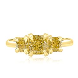 GIA 1.86CT Cushion Yellow Diamond Engagement Ring 18k Yellow Gold