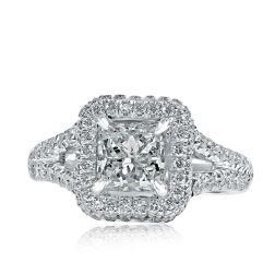 2.57Ct Princess Cut Diamond Split Shank Engagement Ring 18k Gold 