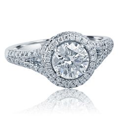 1.85 Ct Round Cut Diamond Engagement Halo Ring 14k White Gold 