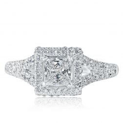 1.40 Carat Princess Cut Diamond Engagement Ring 14k White Gold 