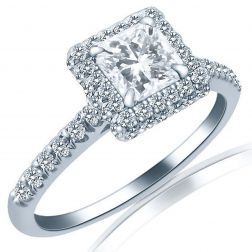 Classic 1.01 Ctw Radiant Diamond Engagement Ring 18k White Gold 