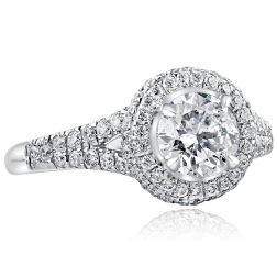 Classic 1.77 Ct Round Diamond Engagement Ring 14k White Gold