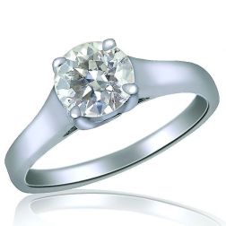 0.78Ct Solitaire Round Cut Diamond Engagement Ring 14k White Gold