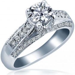 1.06 Ct Classic Round Cut Diamond Engagement Ring 14k White Gold