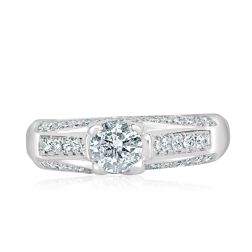 1.08 Carat Round Solitaire Diamond Engagement Ring 14k White Gold