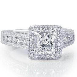 2.10 Ct Princess Cut Diamond Engagement Ring 14k White Gold 