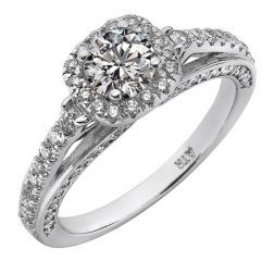 Classic 1.04 Ct Round Cut Diamond Engagement Ring 14k White Gold