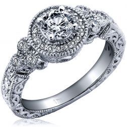 Proposal 0.80 Ct Round Diamond Engagement Ring 14k White Gold 
