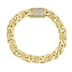 1.40Ct Diamond Mariner Curb Link Men's Bracelet 14k Yellow Gold 
