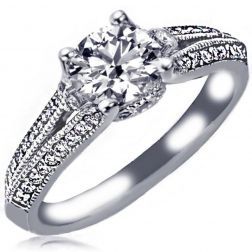 Classic 1.13Ct Round Cut Diamond Engagement Ring 14k White Gold
