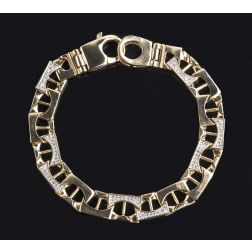0.85Ct Men's Mariner Anchor Link Diamond Bracelet 14k Yellow Gold