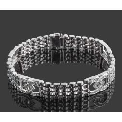 Men's 1.30Ct Diamond Bracelet Link ID Design 14k White Solid Gold