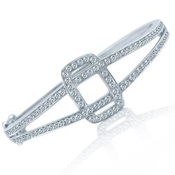 2.30 Ct Diamond Hinged Bangle Bracelet 14k White Solid Gold