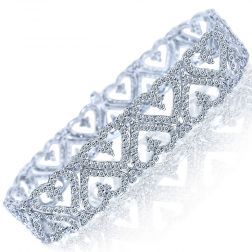 5.60 Carat Diamond Heart Link Women's Bracelet 14k White Gold 