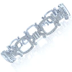 3.00 Ct XOXO Link Diamond Bracelet 14k White Gold