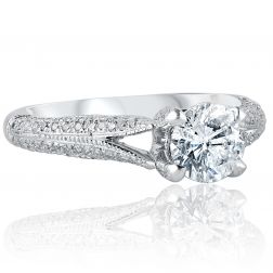 Classic 1.43 CT Round Cut Diamond Engagement Ring 14k White Gold