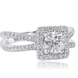 1.24 Ct Round Diamond Engagement Ring Split Shank 14k White Gold