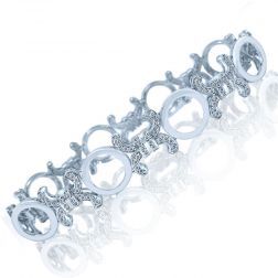 1.68 Ct Diamond XOXO Link Design Bracelet 14k White Gold