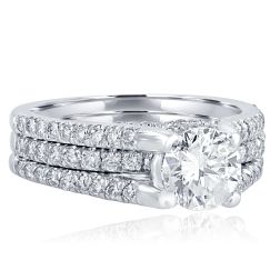 1.98 Carat Round Cut Diamond Engagement Ring 14k White Gold