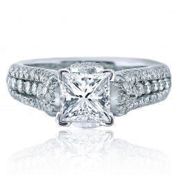 1.52 Carat Princess Cut Diamond Engagement Ring 14k White Gold 