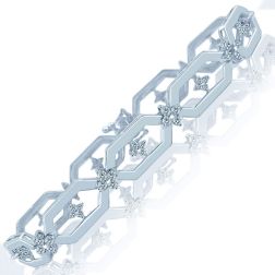 1.50 Ct Hexagon Frame Link Diamond Bracelet 14k White Gold