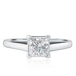 1.01 Ct Princess Diamond Solitaire Engagement Ring 14k White Gold