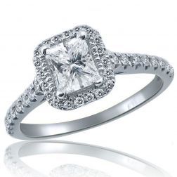 Classic 0.81 Ctw Princess Diamond Engagement Ring 18k White Gold
