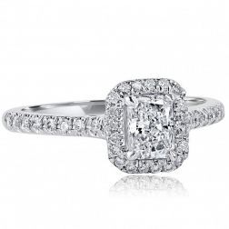 0.92 Ctw Princess Classic Diamond Engagement Ring 14k White Gold
