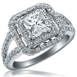 1.81Ct Princess Cut Diamond Engagement Split Shank Ring 14k Gold 