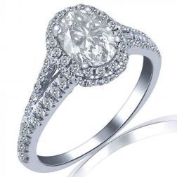 1.65 Ct Split Shank Design Oval Diamond Engagement Ring 18k Gold 