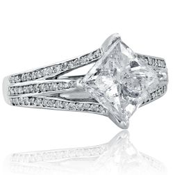 3.26 Ct Princess Kite Set Diamond Engagement Ring 18k White Gold 