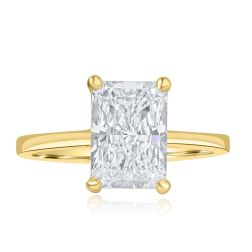 GIA 3.04 Ct D-VS1 Radiant Lab Grown Solitaire Diamond Ring 14k Yellow Gold