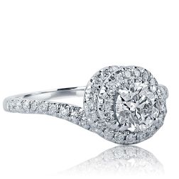 1.20CT Round Diamond Twisted Swirl Engagement Ring 14k White Gold