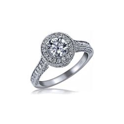 1.59 Ct Vintage Round Cut Diamond Engagement Ring 14k White Gold