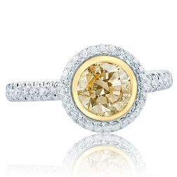 1.65 Ct Round Cut Yellow Diamond Engagement Ring 14k White Gold