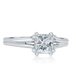 1.04 Ct Princess Cut Solitaire Diamond Engagement Ring 14k White Gold
