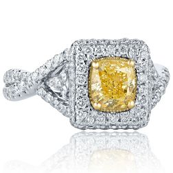 2.20 Ctw Cushion Cut Yellow Diamond Infinity Ring 18k White Gold