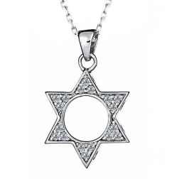 Diamond Jewish Star of David 0.34CT Pendant Necklace 14k Gold  