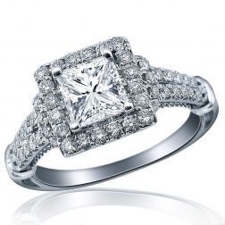 1.25 Ct Princess Diamond Engagement Proposal Ring 14k White Gold